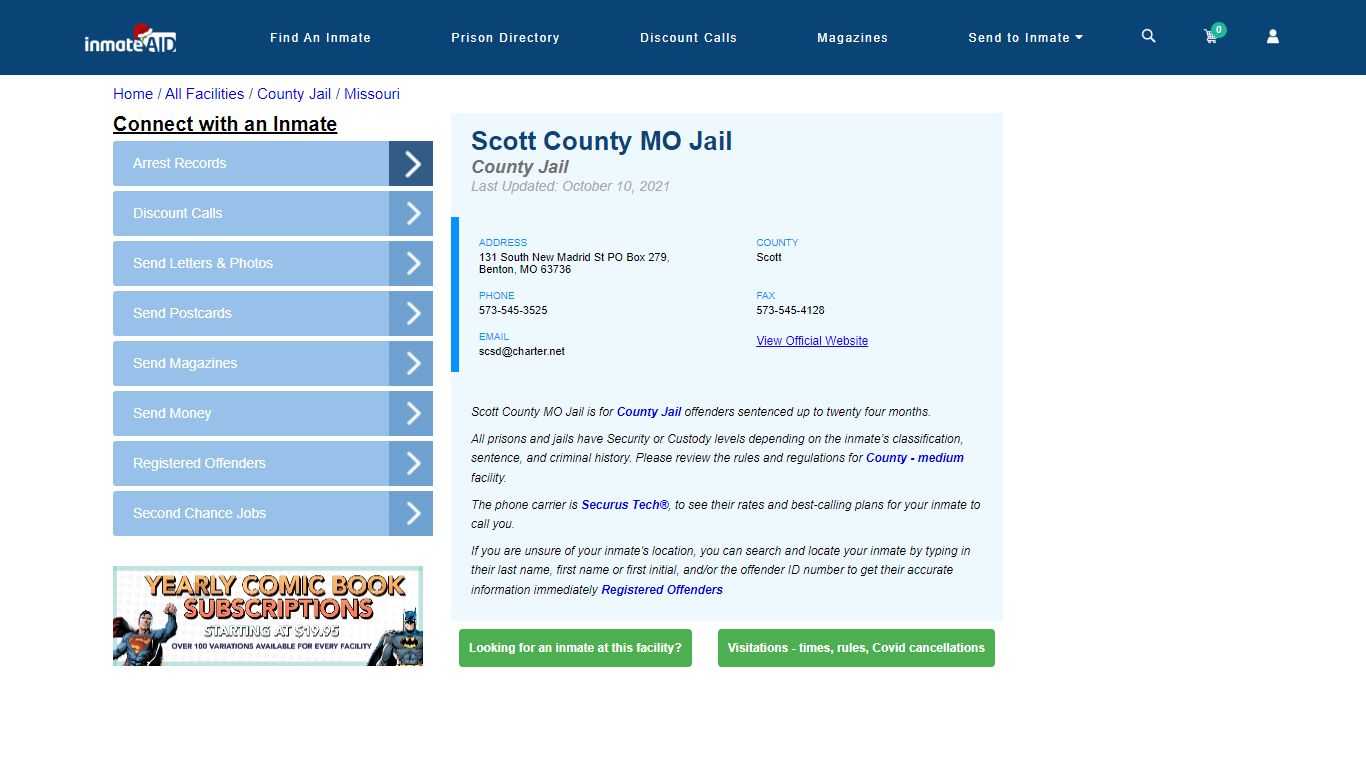 Scott County MO Jail - Inmate Locator - Benton, MO